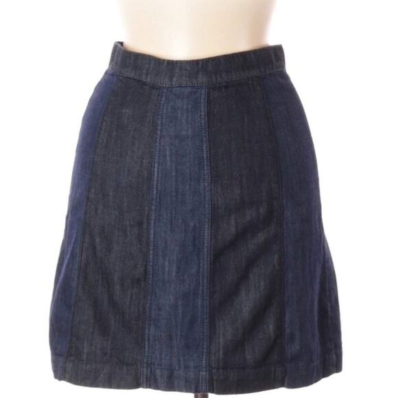 H&M black & blue striped colorblocked denim skirt - Picture 6 of 7